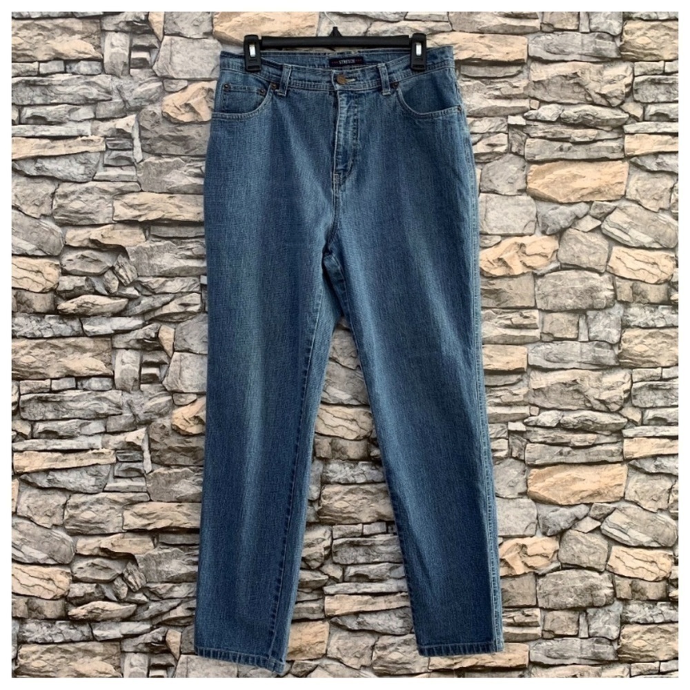 #134 Vintage Bill Blass High Rise Stretch 5 Pocket Denim Blue Jean Pants 10 80’s